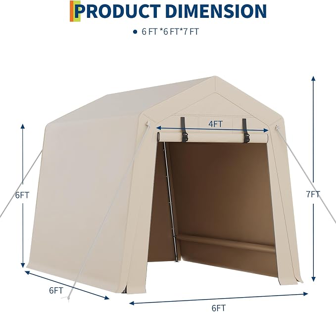 6x6 Ft Carport Heavy Duty Tent - Image 4