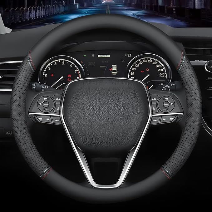 LKWLIKEI Nappa Premium Leather car Steering Wheel Cover, Breathable, Universal by LKWLIKEI