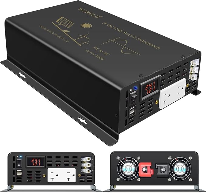 WZRELB 2500W Pure Sine Wave Power Inverter 24VDC to 120VAC 60HZ Dual AC Outlets - Image 3