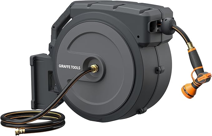 Giraffe Tools AW40 Retractable Hose Reel 5/8" x 90 ft Wall Mounted Garden Hose by GiraffeTools