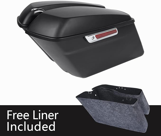 XFMT Matte Black Motorcycle Saddlebags Hard Saddle Bags W/Chrome Conversion - Image 5