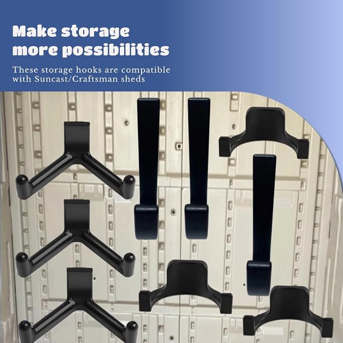 9 Pcs ABS Storage Shed Tool Hooks, Heavy Duty Shed Accessories & Hooks - Image 2