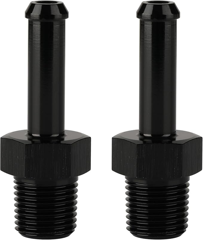 1/8 NPT Male to 1/4" Hose Barb Fitting Adapter Nipple Straight Aluminum Black - Image 3