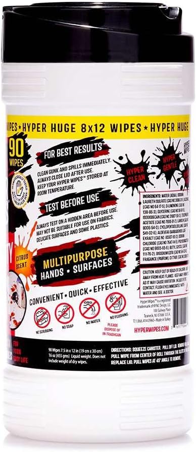 Hyper Wipes, 1 Pack Heavy Duty Hand & Tool Cleaning Wipes, Degreasing, All - Image 3