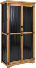 Outdoor Storage Cabinet Wood & Metal by Gowoodhut