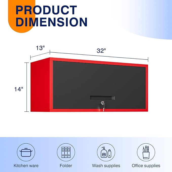 Yizosh Metal Wall Cabinet with Doors, Wall Mounted Storage Cabinet, Floating - Image 3