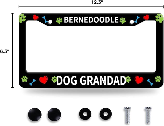 Bernedoodle Dog Lover License Plate Frame Floral License Plate Stainless Steel - Image 8