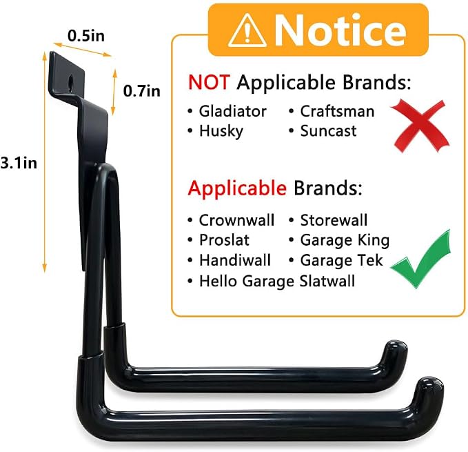Slatwall Hooks Heavy Duty Slat Wall Accessories Garage Small U Hooks and Hangers - Image 4