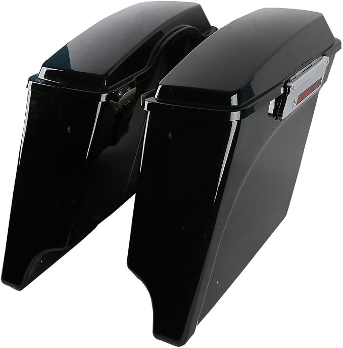 XFMT 5" Vivid Black Stretched Extended Hard Saddlebags Compatible - Image 2