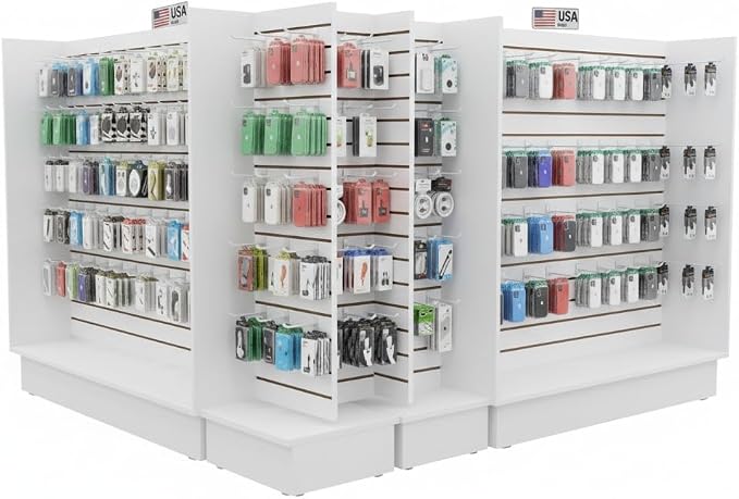 WISDOMFUR H-Unit Slatwall Gondola Display – 4 ft White Freestanding Retail - Image 4