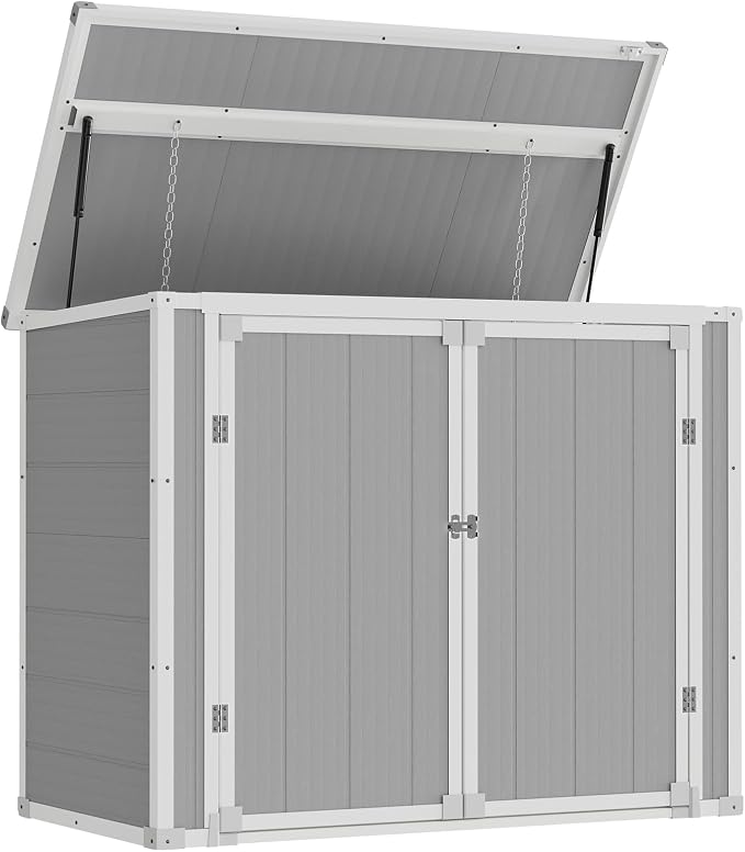 Amopatio 41 Cu Ft Horizontal Outdoor Storage Shed, Resin Trash Can Storage by Amopatio