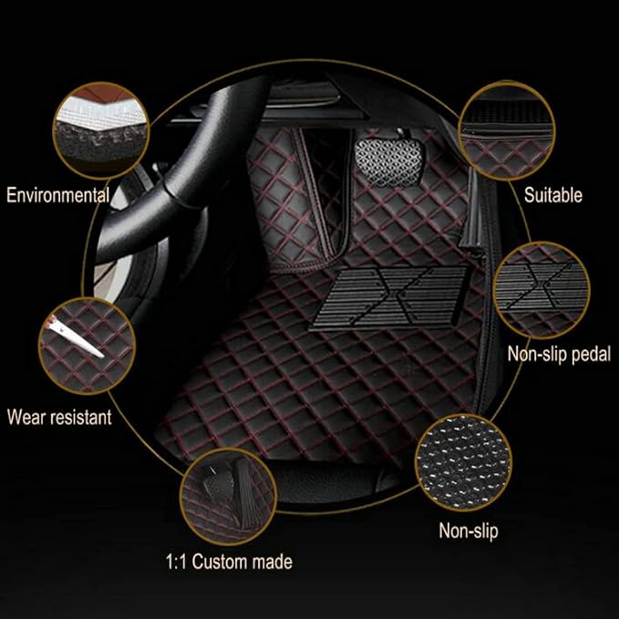 TAHALICustom Colors Car Floor Mats Black Pink - Image 2