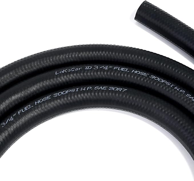 LokoCar Rubber Fuel Hose Line Push Lock 3/4" ID SAE 30R7 NBR 5ft 300PSI Black - Image 2