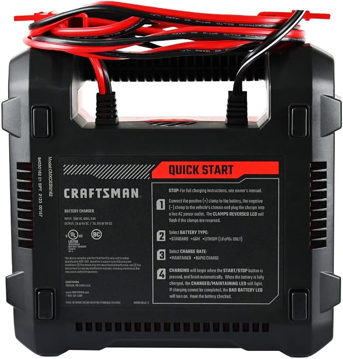 CRAFTSMAN Battery Charger and Maintainer, CMXCESM162, Fully Automatic, Battery - Image 3