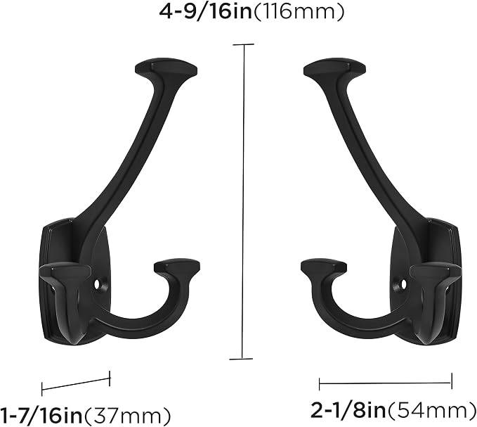Large Wall Double-Sided Hook 5 Pack Matte Black Hook Decorative Heavy Duty - Image 2