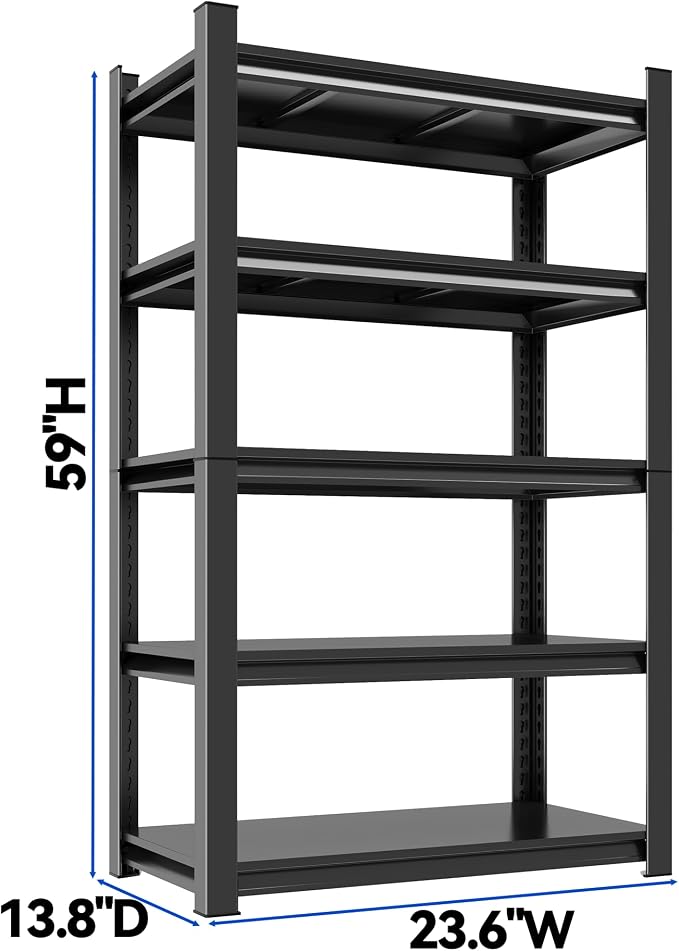 59"H Garage Shelving Heavy Duty Rack, 3000 LBS Extra Large Capacity 5 Tier - Image 2