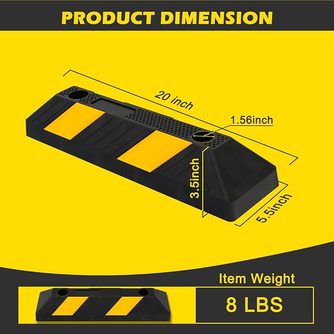 20" Rubber Parking Curb Stop, Car Stopper - Image 2