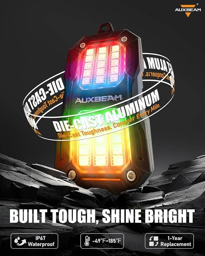 Auxbeam 4 Pods LED Rock Lights w/Brake Mode, Chasing Color RGB Wheel Well - Image 7