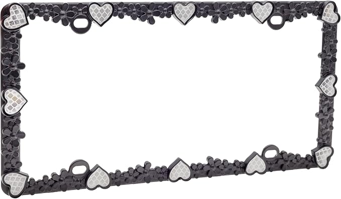 Creathome 3D Daisy Heart License Plate Frame from Pure Zinc Alloy Metal Perfect - Image 6