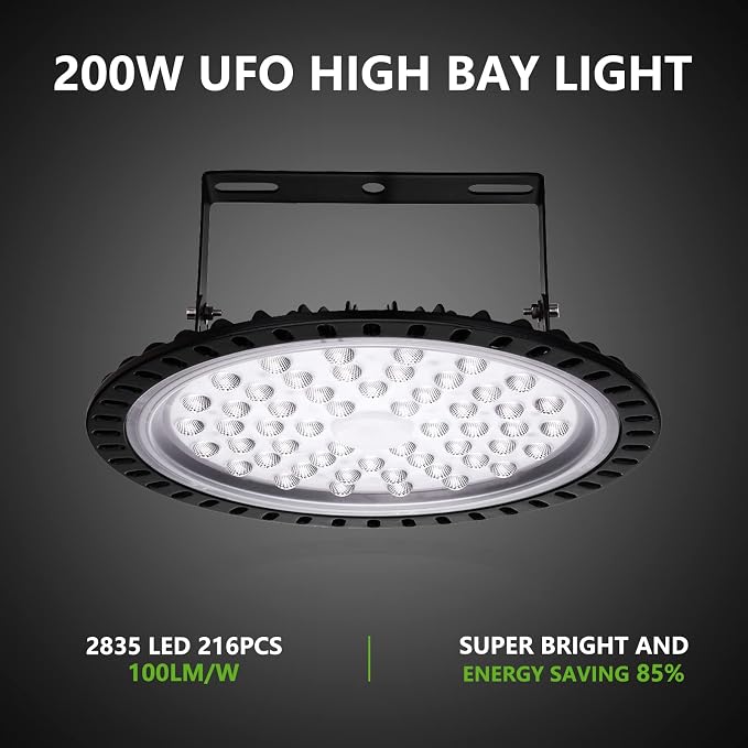 Viugreum 10 Pack 200W UFO LED High Bay Lights, 20000LM 6500K Daylight White - Image 4