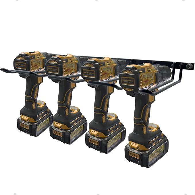 Drill Holder, Power Tool Organizer, Wall Mount 4 Cordless Metal Shelf Holder by Vikerniel