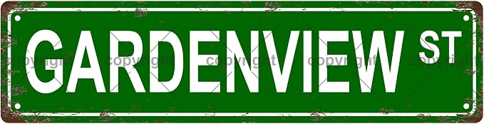 GARDENVIEW ST Vintage Metal Tin Sign, Street Sign, Home Decor, Room Decor by Unknown