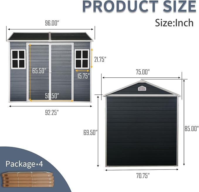 8x6 FT Outdoor Storage Resin Shed - Image 5