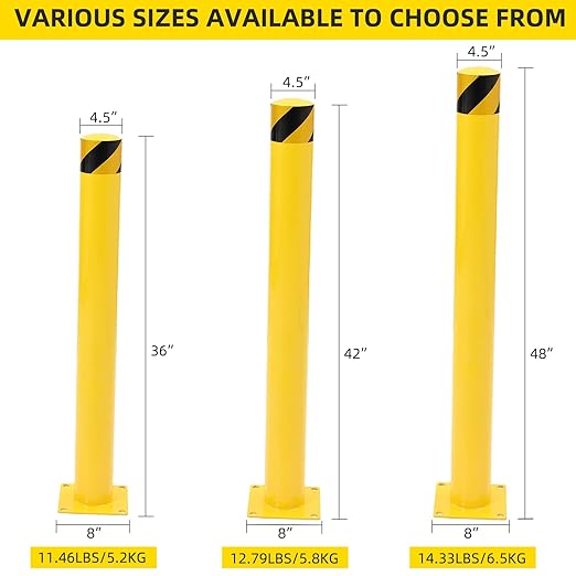 Safety Bollard 2 Packs, 42 Inch Height Steel Bollard Post - Image 7