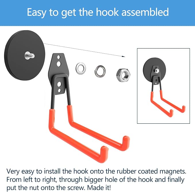 Super Strong Garage Magnetic Hooks Heavy Duty-6Pack, Powerful Magnetic Strips - Image 5