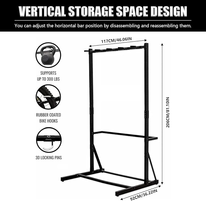 Upright Bike Stand, 5-Bike Stand Rack, Indoor Bike Storage Standing Bike - Image 4