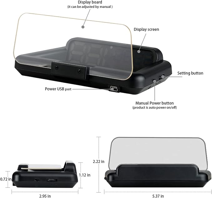 Heads up Display for Cars, C500 Car Digital GPS Speedometer, Stereo Projecting - Image 8