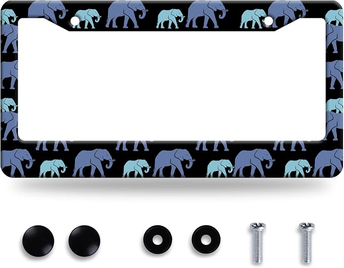 Elephant Family License Plate Frame Animal License Plate Stainless Steel Parts by GORSNKYE