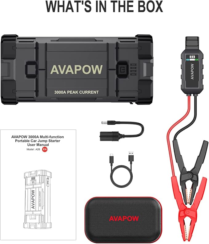 AVAPOW Car Battery Jump Starter 3000A Peak, Jumpstart - Image 8