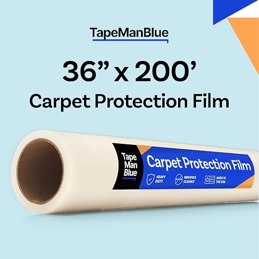 TapeManBlue Carpet Protection Film 36" x 200' roll. Made in The USA. Easy Unwind - Image 2