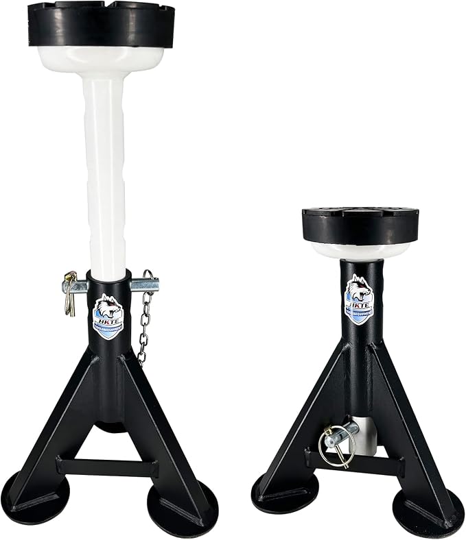 HKTE 4 Ton Heavy Duty Jack Stands, Low Profile, Security Locking Pins, 000 lbs by HKTETOOLSEQUIPMENT