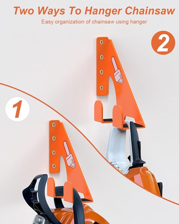 Chainsaw Holder -2 Pack- 180LB Heavy-Duty Alloy Steel Wall Mount Set, Chainsaw - Image 2