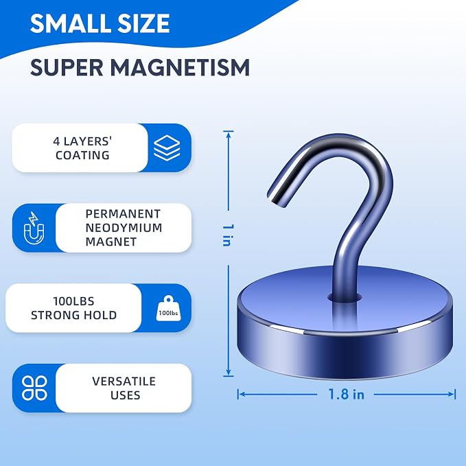 Neosmuk Magnetic Hooks, Cruise Ship Essentials, 100lb+ Heavy Duty Magnetic Hooks - Image 6