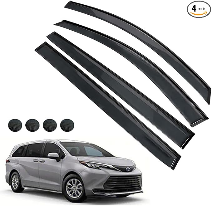 Rain Guards for Sienna 2021-2023, Tape-on Side Window Deflectors for Sienna by LETINGFAR