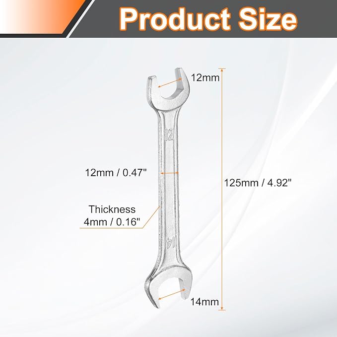 HARFINGTON 5pcs Double Open End Wrench 12mm x 14mm Metric 15 Degree Offset - Image 2