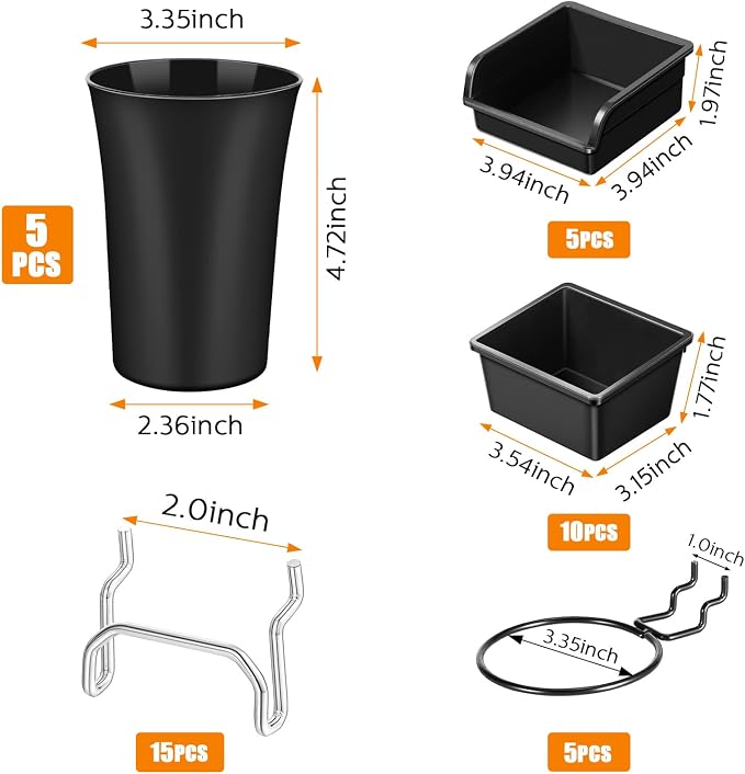 Yookeer 20 Pcs Pegboard Bins and Cups - Image 2