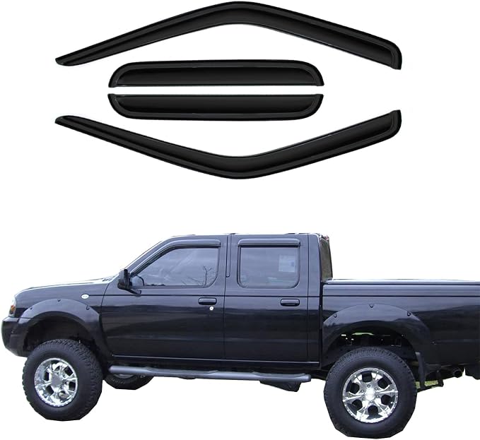 Wind Deflector Compatible with 2000-2004 Nissan Frontier Crew Cab 4 Full Size - Image 2