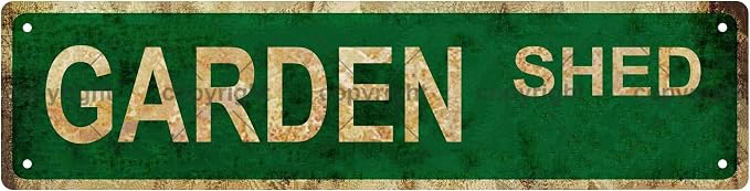 GARDEN SHED Vintage Metal Tin Sign, Street Sign, Home Decor, Room Decor by Unknown
