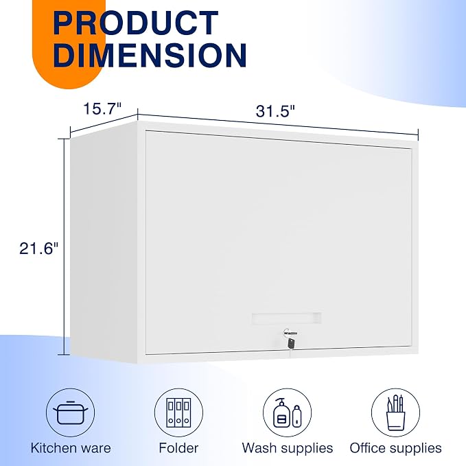 Yizosh Metal Wall Cabinet with Doors and Shelves, Floating Storage Unit - Image 3