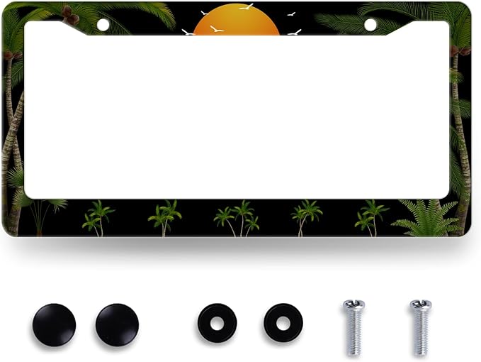 Palm Trees Sunset License Plate Frame Tropical Plants License Plate Holder by RNKATIH