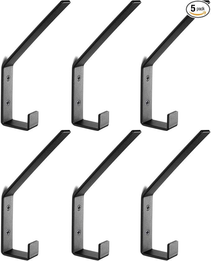 6 Pack Heavy Duty Steel C Style Double Wall Hooks by Piffny