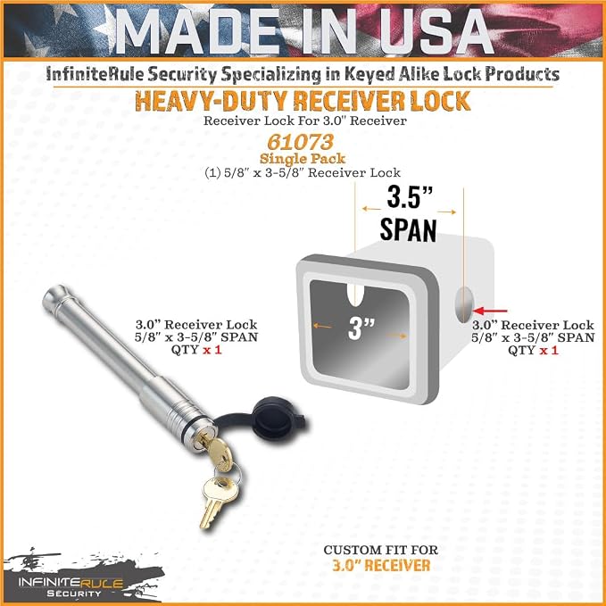 61073 | Receiver Lock for 3" Receiver - Image 2