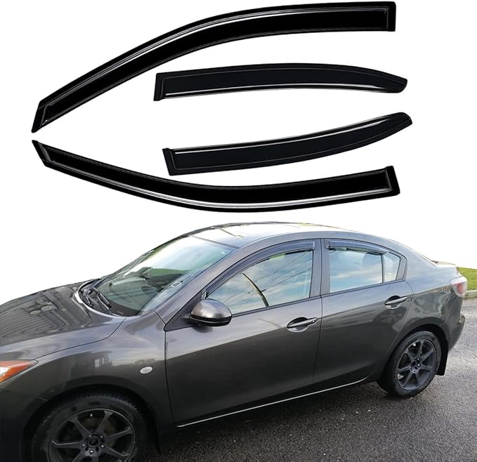 94257 Side Window Wind Deflector, Outside Mount Style Tape-On Sun Rain Guards by Puermto