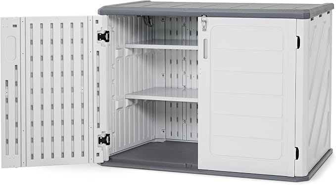 Macrout 25 Cu.Ft Small Plastic Outdoor Storage Cabinet by MMACROUT