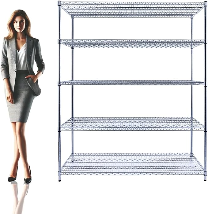 60"x24"x72" Chrome 5-Tier PREMIUM Wire Shelving NSF 4000 LBS MAX CAPACITY Heavy by UtilityBasics