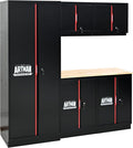 Garage Storage Cabinets System, 6-Pcs Workshop Cabinet Set in Black and Red by Unknown